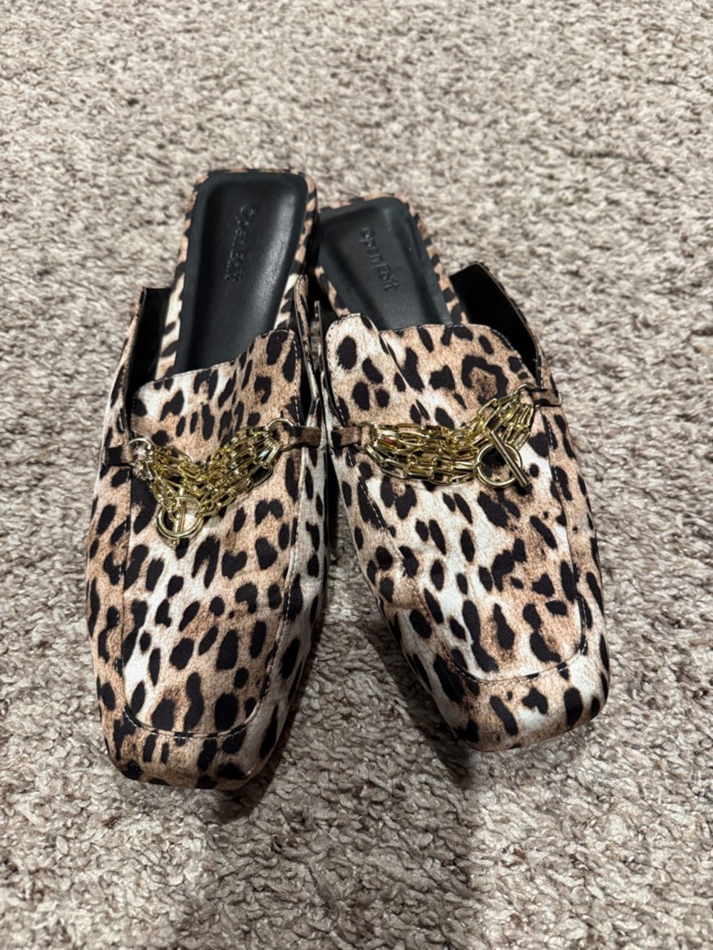 Open edit leopard mules